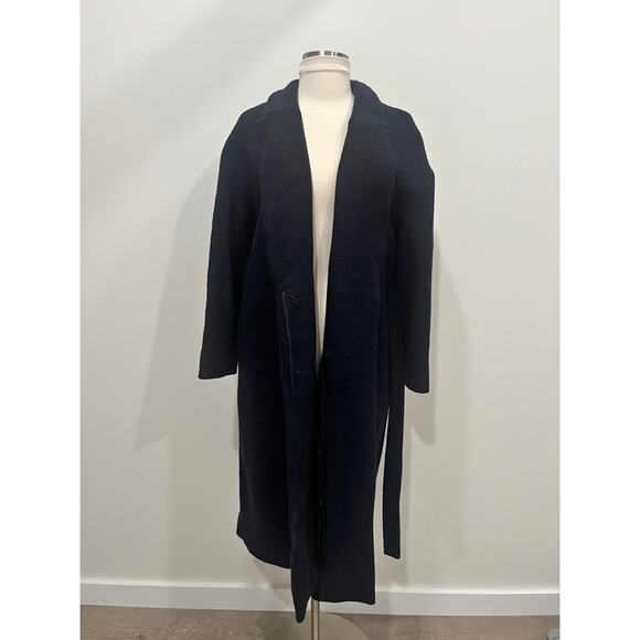 COS Wool Belted Coat Navy - Picture 3 of 15
